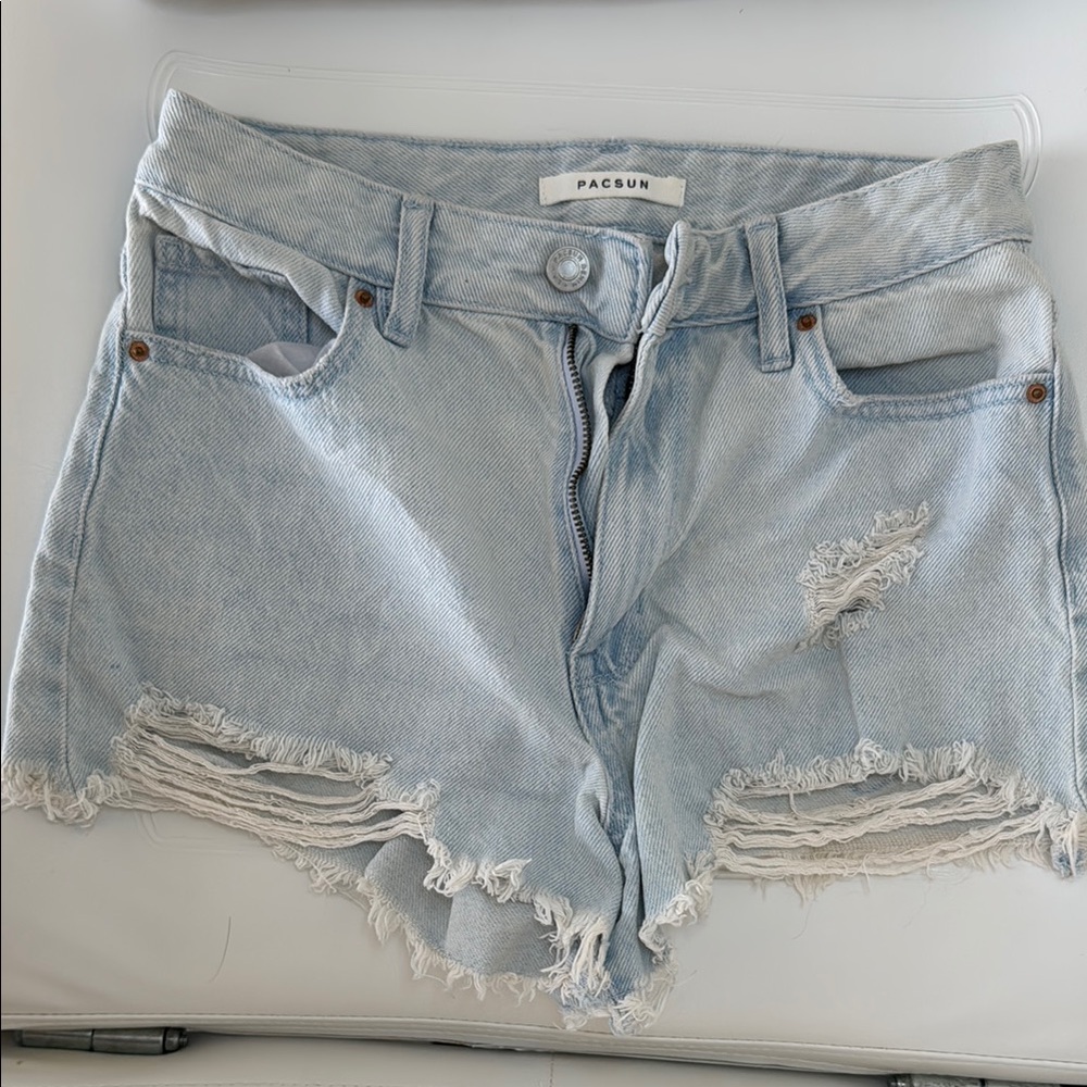 PacSun Light Blue Distressed Women's Shorts
